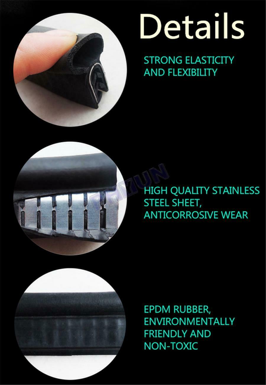 13 FT Car Seal Weatherstrip Rubber Strip For Car Door Bonnet Trunk Hood Edge