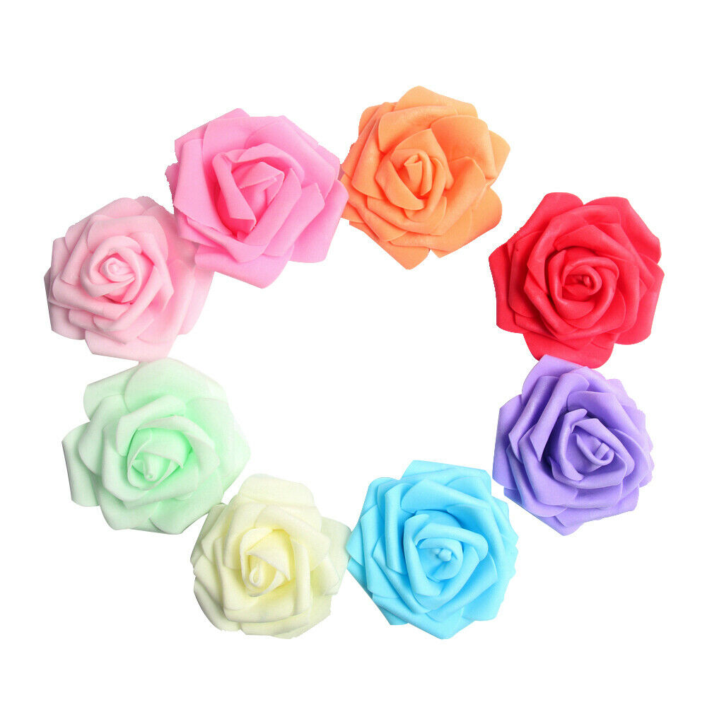 100 Pieces 8 cm Colorful Foam Roses Head Bulk for Wedding Bridesmaid Bridal