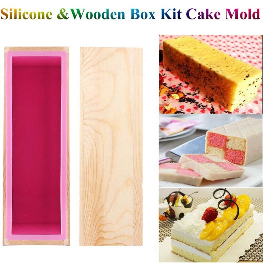 Silicone Soap Mold Wooden Box DIY Tools Toast Loaf Baking Cake Molds
