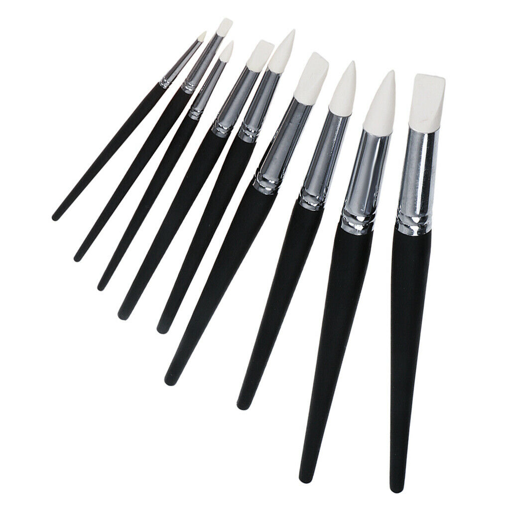 9pc Silicone Rubber Shapers Painting Brush Polymer Clay Sculpting Modelling Tool
