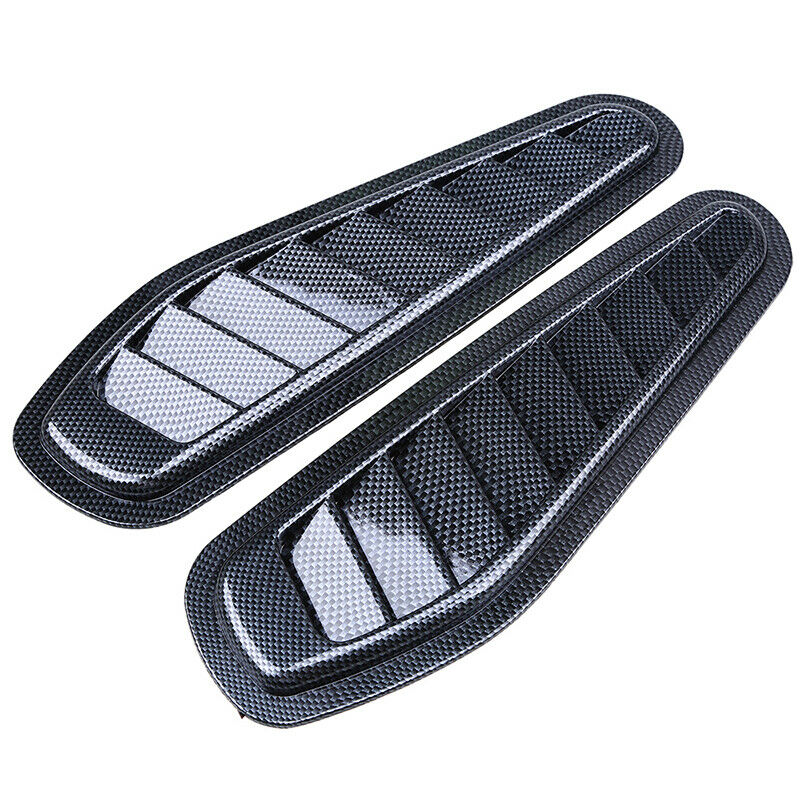 2Pcs Carbon Fiber Car Front Hood Scoop Air Flow Vent Bonnet Cover Trim Universal