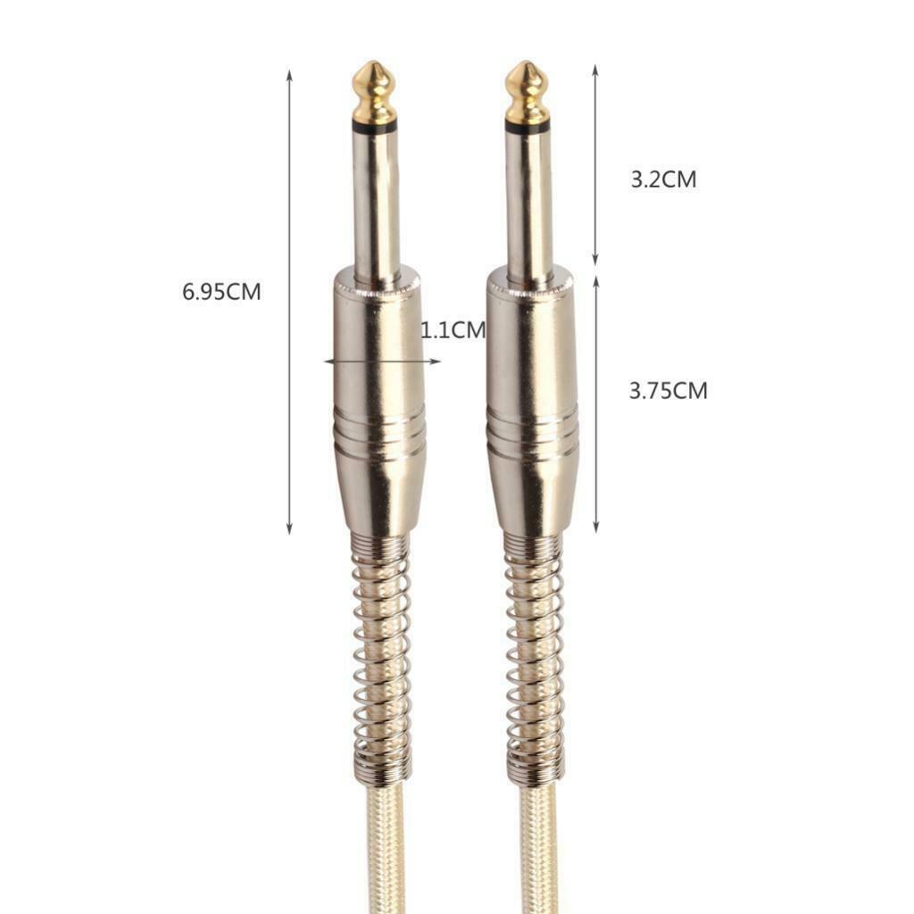 Braided 1/4'' Jack 6.35mm Mono Male to Male Audio Cable Cord Wire 300cm