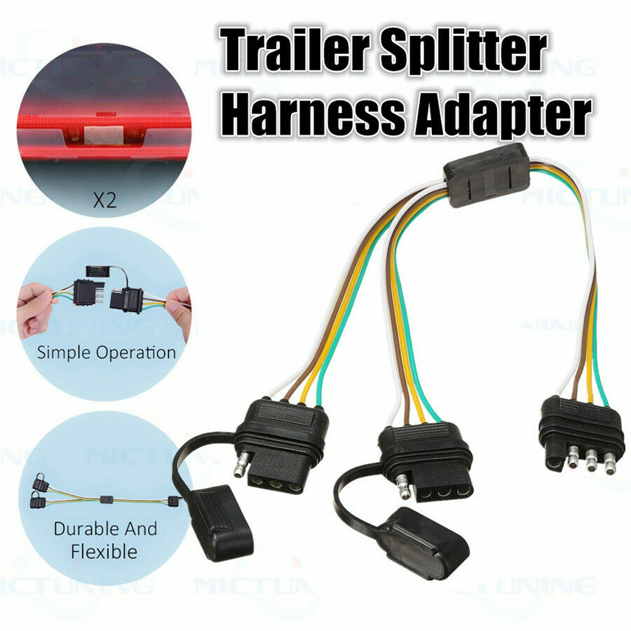4-Way 4 Pin Male & Female Flat Trailer Wiring Connector for Tailgate Light Bars