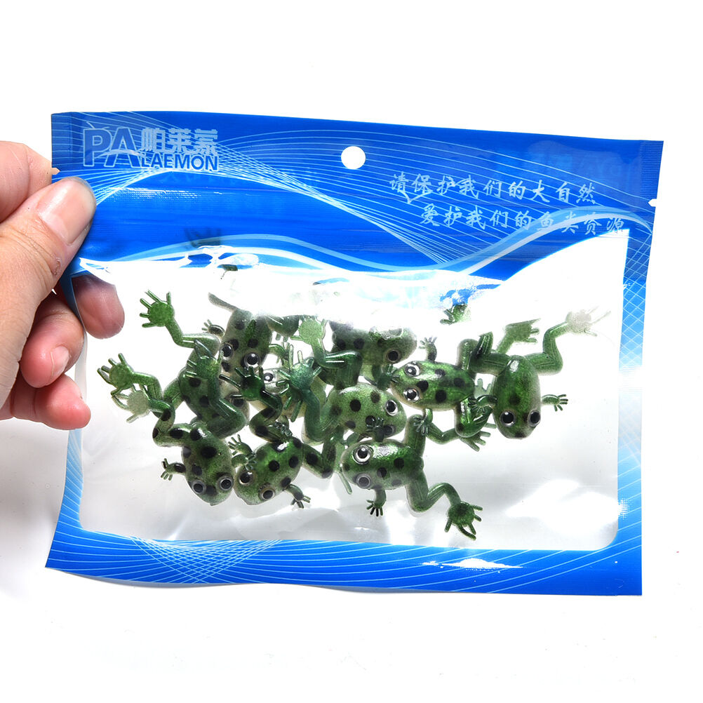 10x Artificial Lifelike Soft Baits Frog Lures Fishing Tackle Bait Silicon.l8