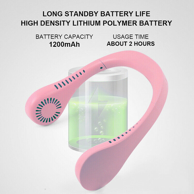 USB Portable Neck Hanging Hands-Free Fan 2 In 1 Air Cooler Usb Rechargeable