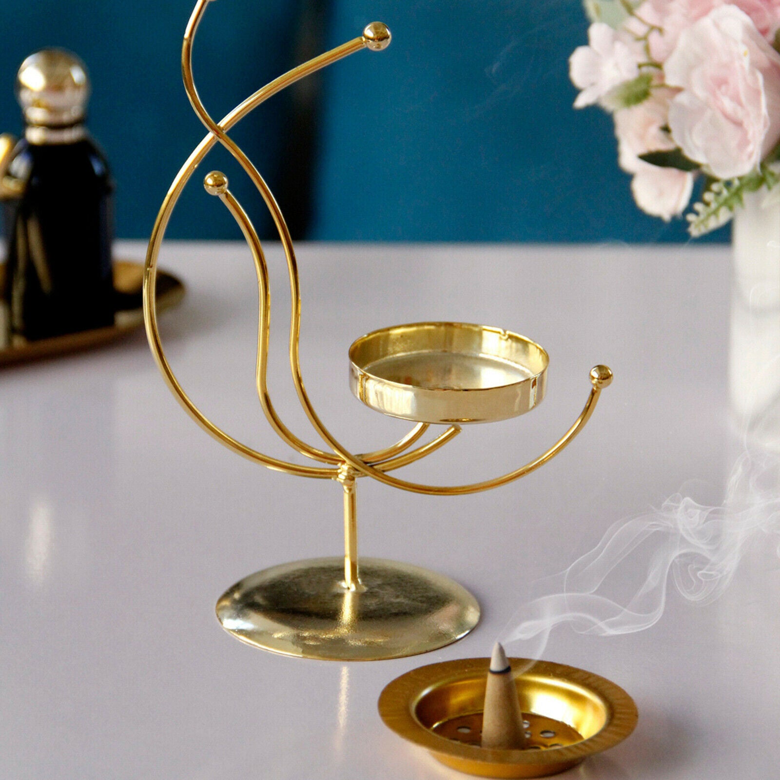 Metal Incense Burner Candle Zen Meditation Yoga for Home Bedroom Teahouse