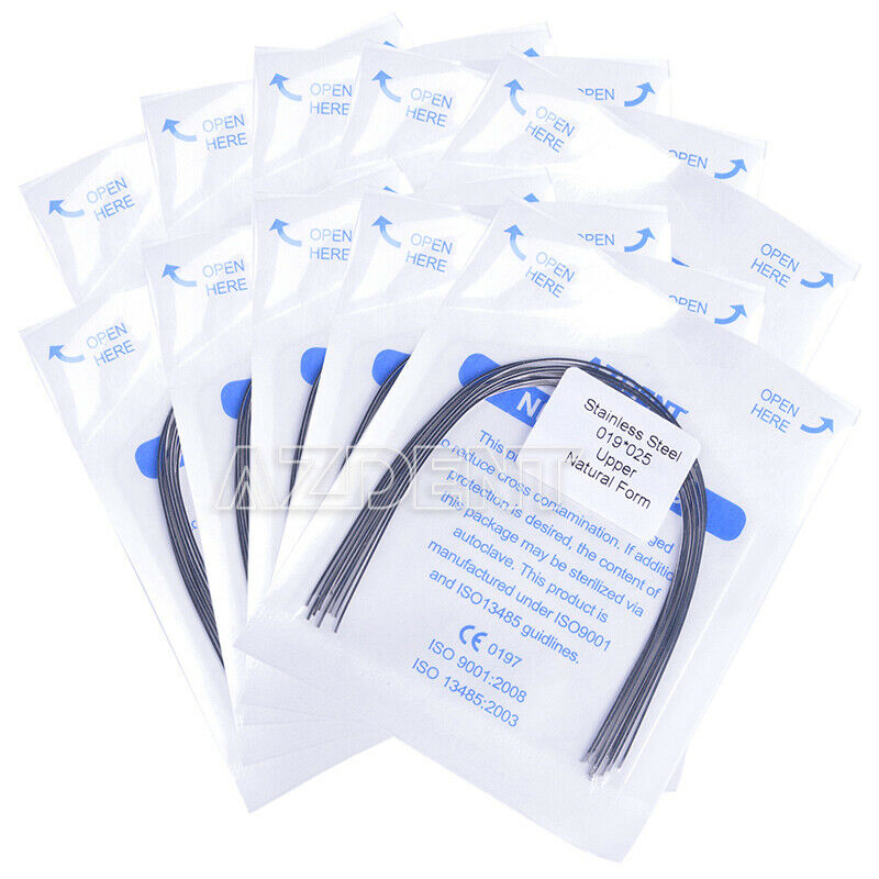 100X Dental Ortho Stainless Steel Natural Rectangular Arch Wires 019*025 upper