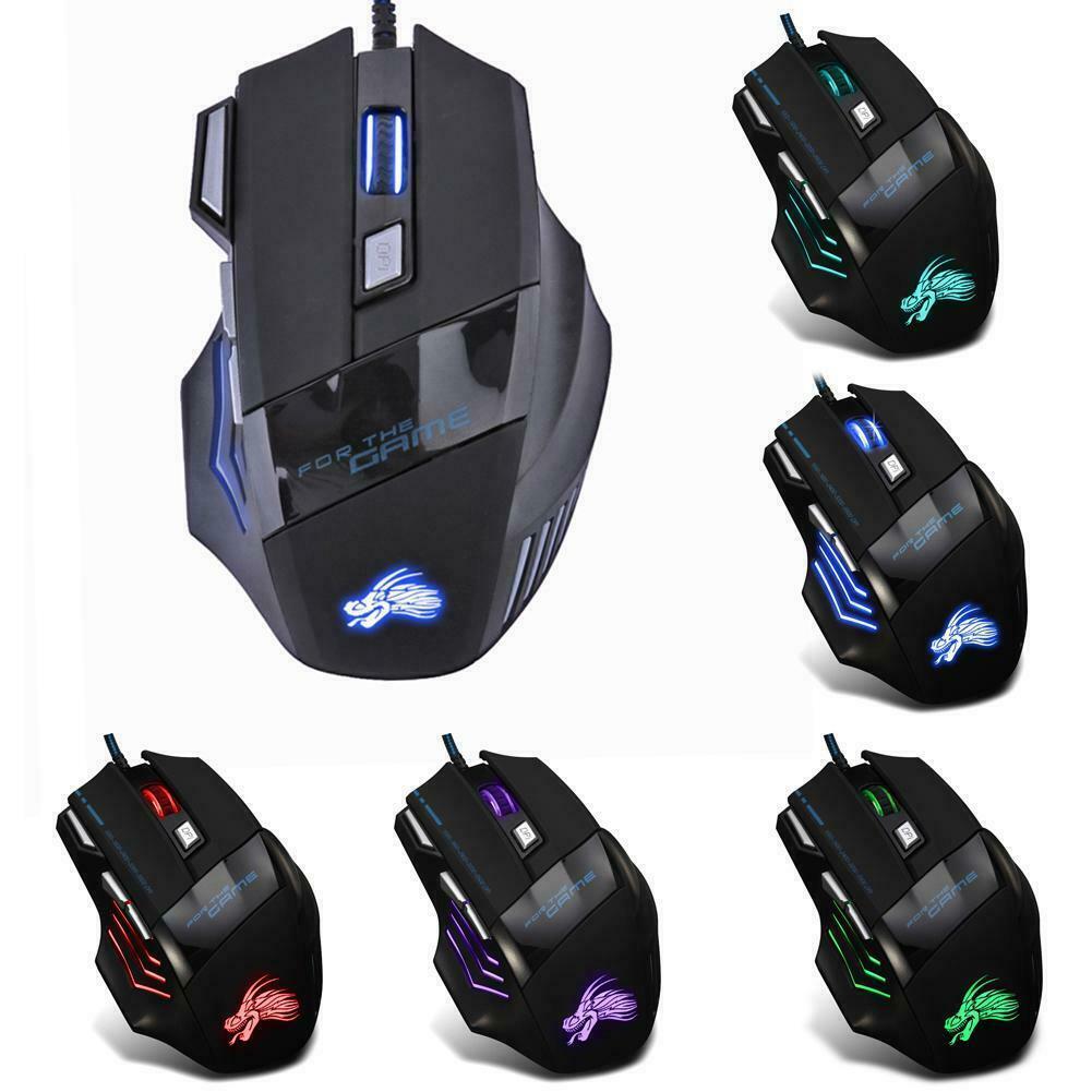 5500DPI LED Optical USB Wired Gaming Mouse 7 Buttons Gamer Computer Mice