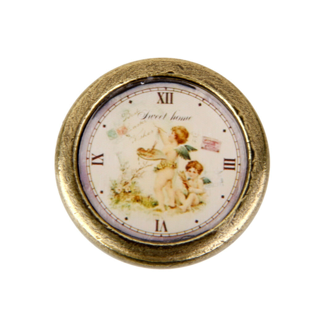Round Cabinet Door Drawer Dresser Wardrobe Handle Pull Knob Angel Clock
