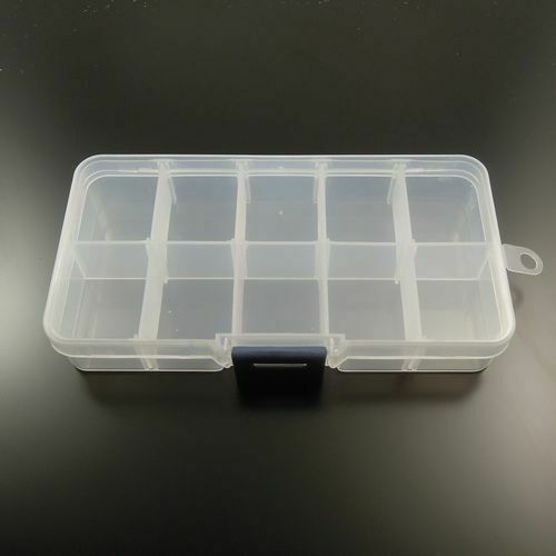 2 pcs Transparent Box 10 Components For Jewelry Crafts Storage Case Organizer