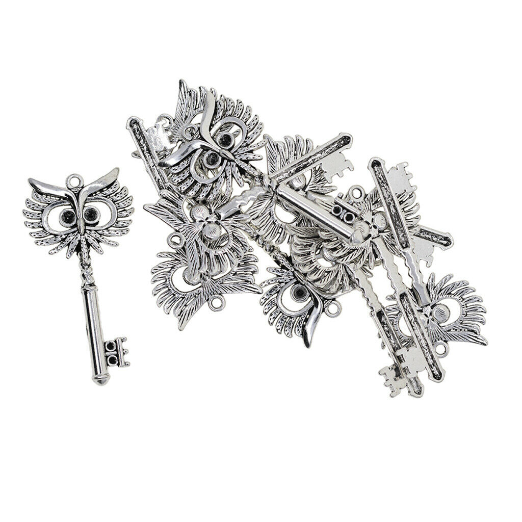 10pcs Owl Key Shape Charms Pendants Findings for DIY Necklace Jewelry Making