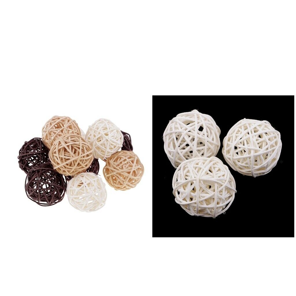 3X 6/10/15Pcs Wicker Rattan Bowl Fillers DIY Wedding Party Ornament 10pcs 5cm