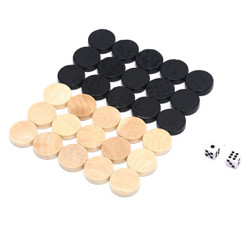 30Pcs Checkers Chess Piece for Kids Board Game Learning Camping With 2pcs DS Tt