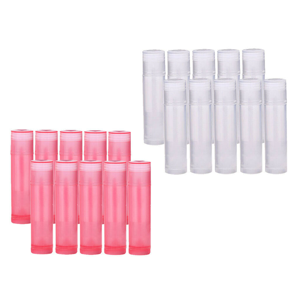 20 Pack 5G Lip Balm Tubes Containers Travel Lip Storage Bottles Clear+Pink
