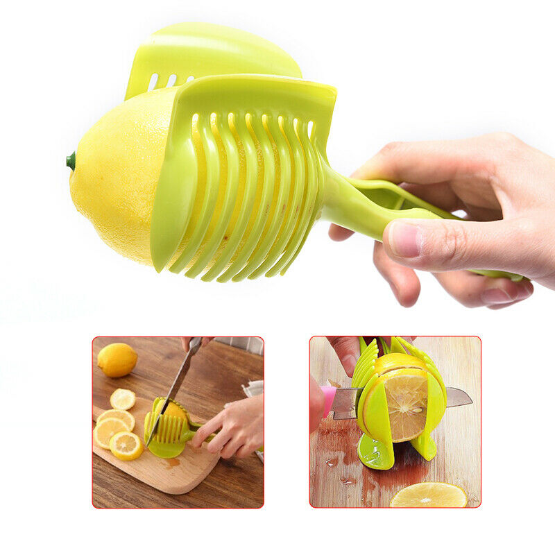 Kitchen  Lemon Clip Tomato Potato Slicer Holder Fruits Vegetables Cutter .l8
