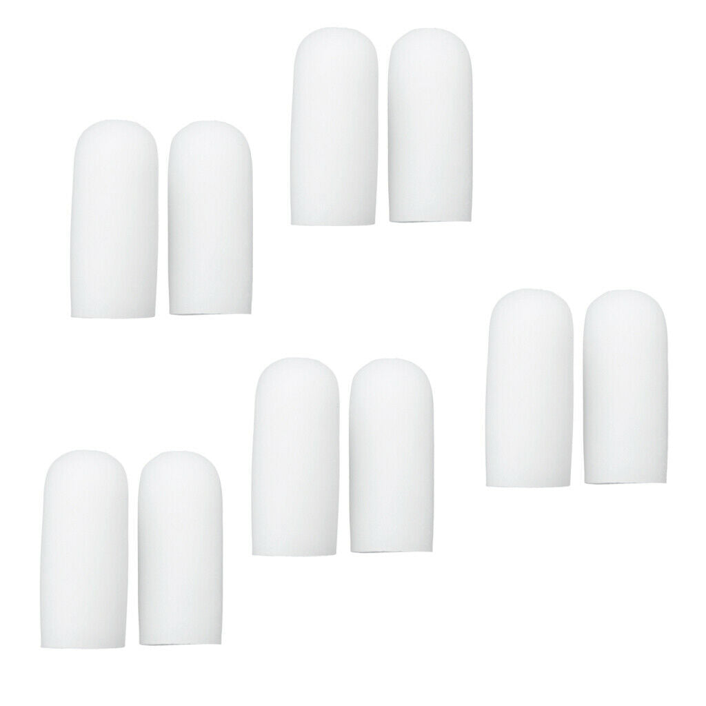 5 Pairs Soft Gel Toe Caps Cushion Pads for Calluses Reduce Friction White