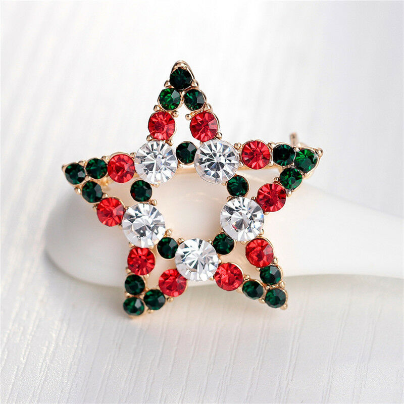 Great Star Crystal Rhinestone Snowman Christmas Brooch Pin Xmas Gif.l8