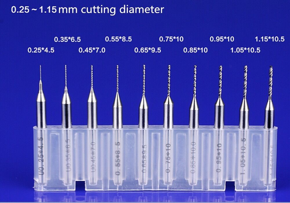 10x Tungsten Carbide PCB Carving Tool CNC Engraving Micro Drill Bits 2.1-3mm