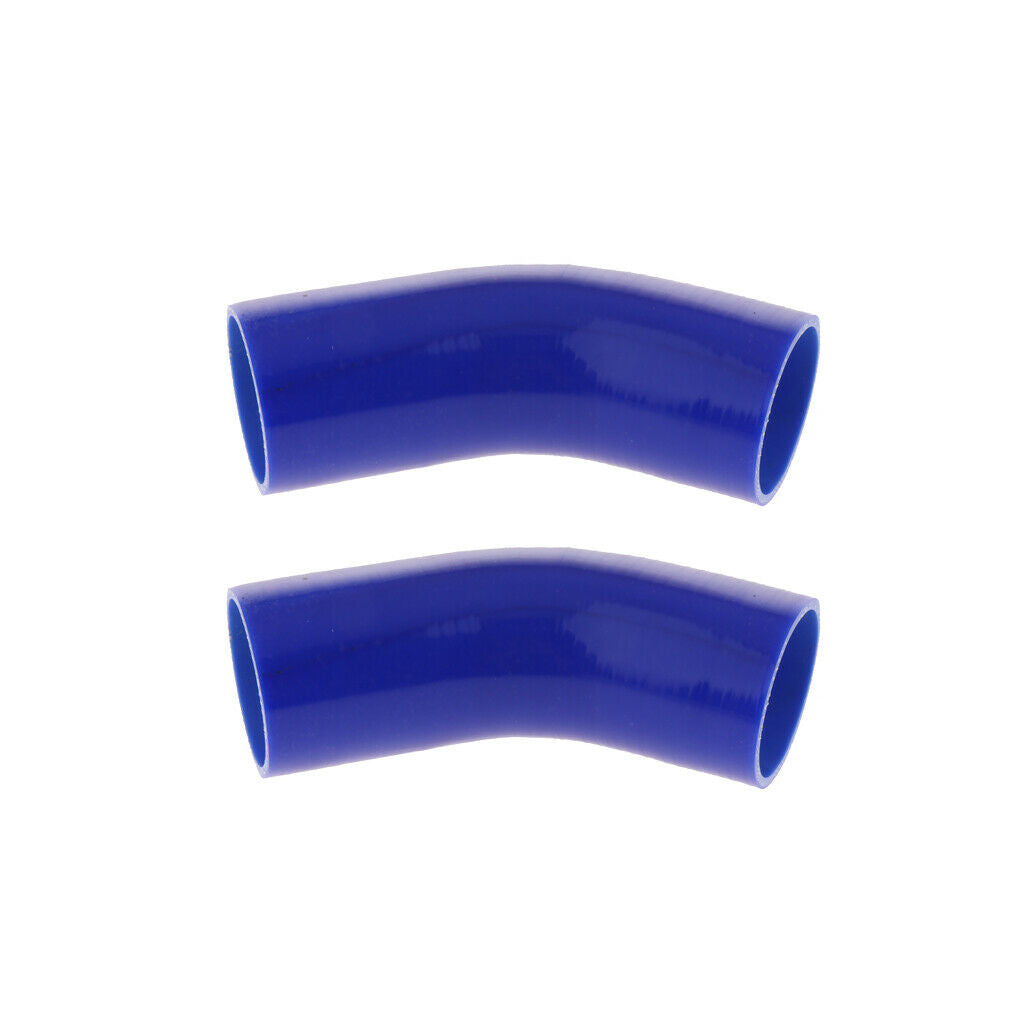 2Pcs 45 Degree 63mm 4 Ply Silicone Elbows Turbo Hose Racing Coupler Pipe Blue