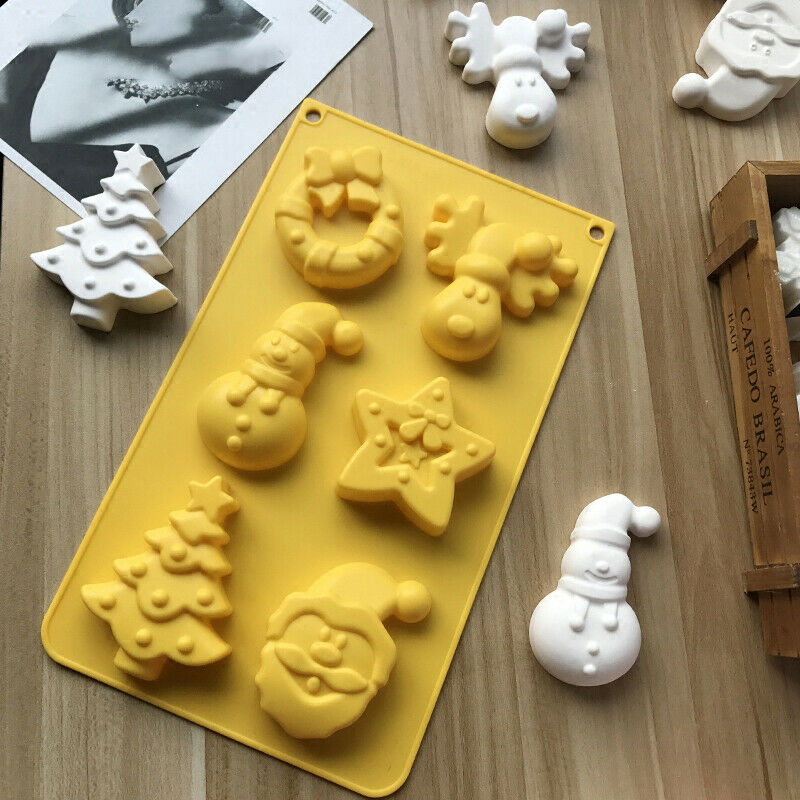 Silicone Mold Series Cake Mould Snowman Santa Handmade Soap Molds Wax MouldBDAU