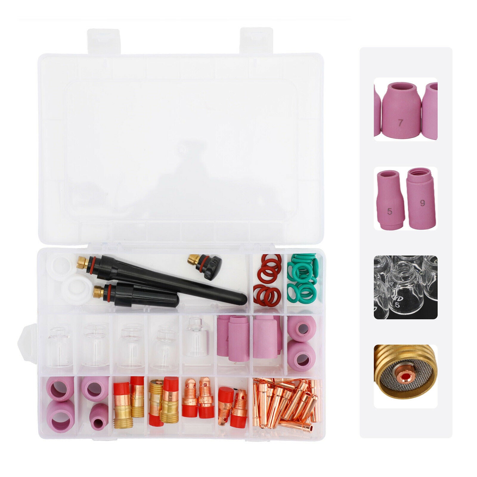 68PCS TIG Welding Torch Stubby Gas Lens Pyrex Glass Cup Kit For WP-17/18/26