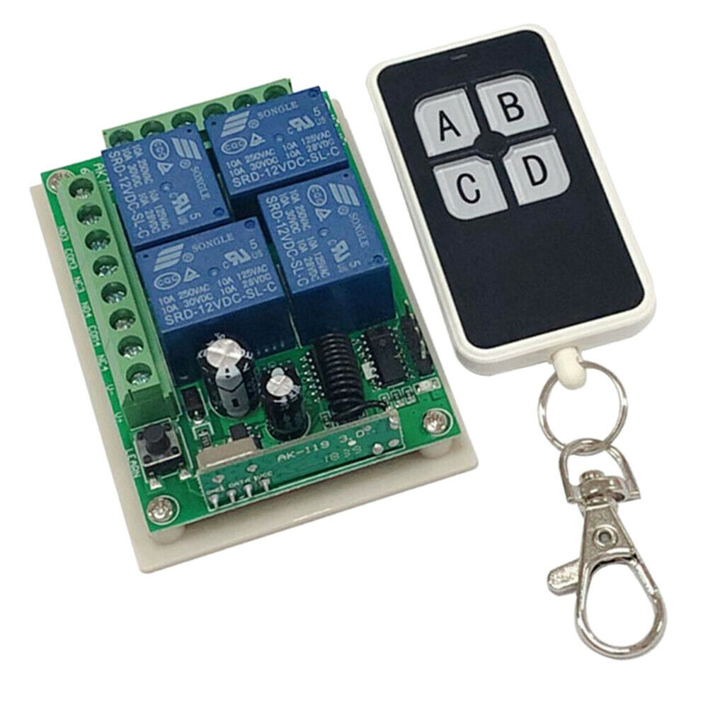 4Channel DC12V Wireless Relay Switch Module with 4-Button Remote Control #19