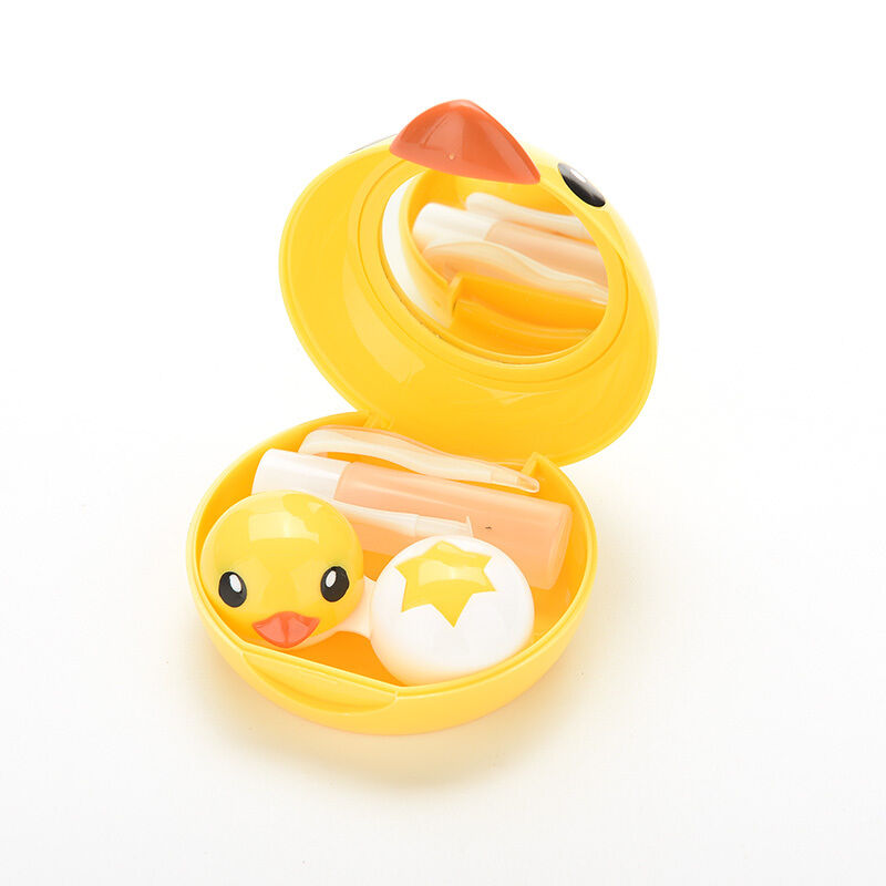 Cute Yellow Duck Contact Lenses Lens Case Holder Box Portable Travel Kit S.l8
