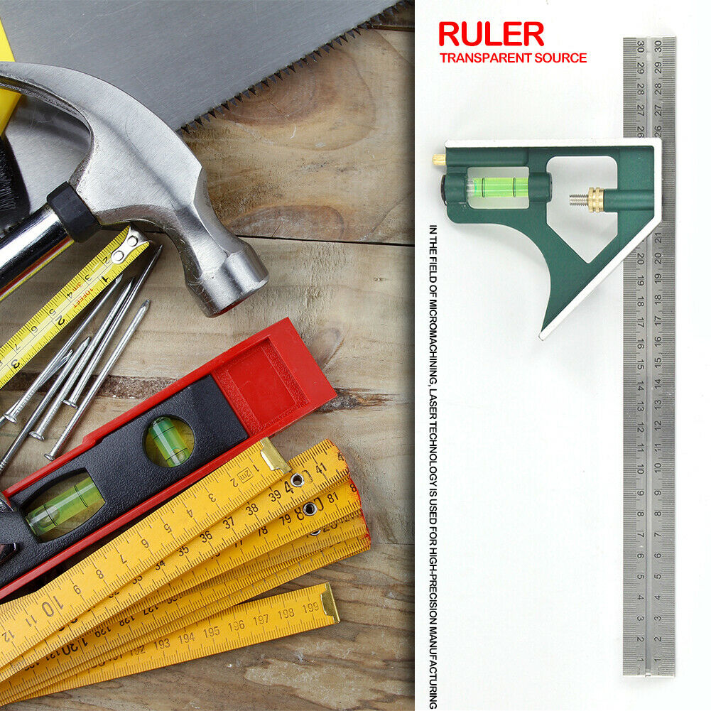 45 / 90 Degree Combination Square Angle Ruler Protractor Measuring Tools @