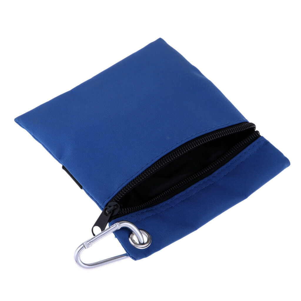 Golf Tee Ball Storage Bag Zippered Holder with Carabiner Golfing Accessories