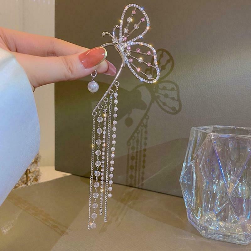 Long Chain Tassel Threader for Women Teen Girls gift Butterfly Ear Clip Jewelry