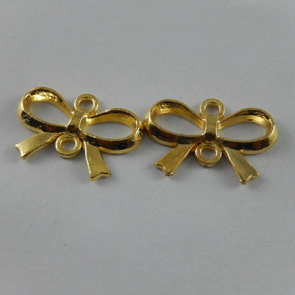 45pcs/lots Golden Color Alloy Bow-knot Jewelry Connector Making Charms Pendants