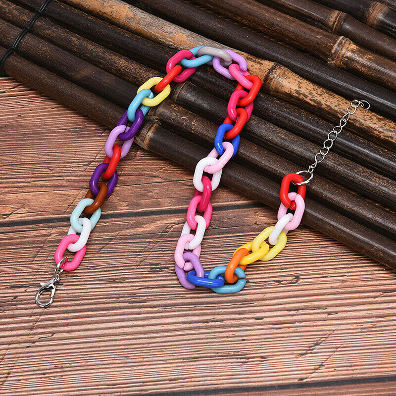 Boho Rainbow Acrylic Link Chain Necklace Bohemian Choker Necklace Jewelry.l8