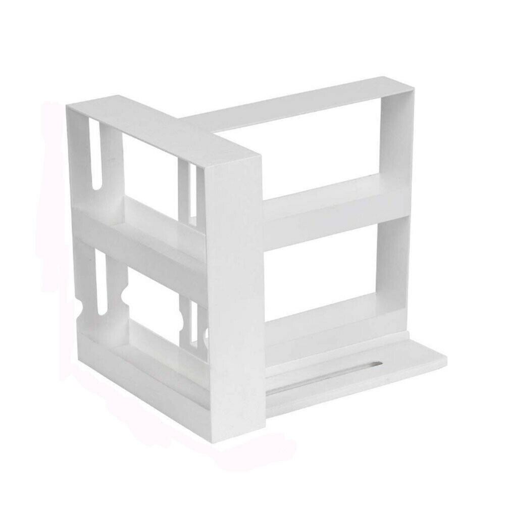 2 Tier White Spice Rack Pull Out Kitchen Storage Rack Seasoning Jars Organizer