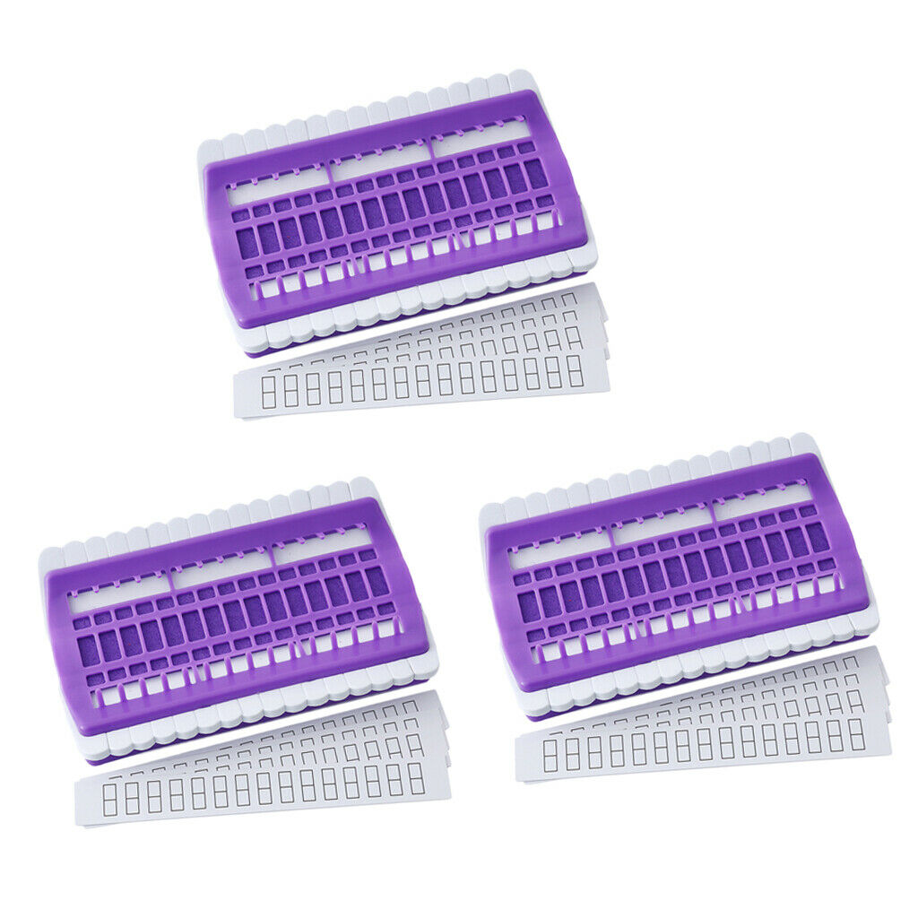 Set of 3, 30 Holes Yarn Floss Thread Organizer Tool PU Needle Holder Purple