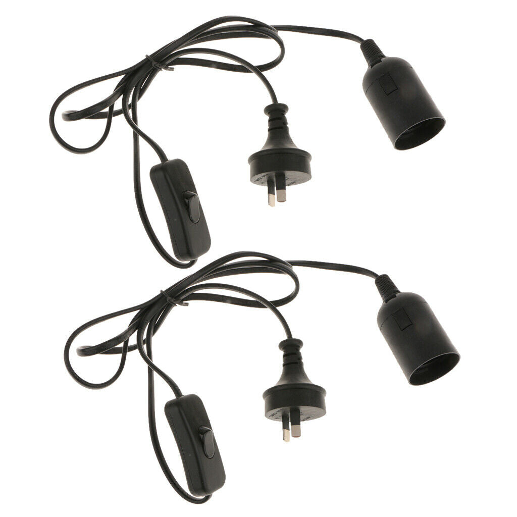 2pcs Black E27 Light Bulb Cord Socket Electric Light Socket with Switch
