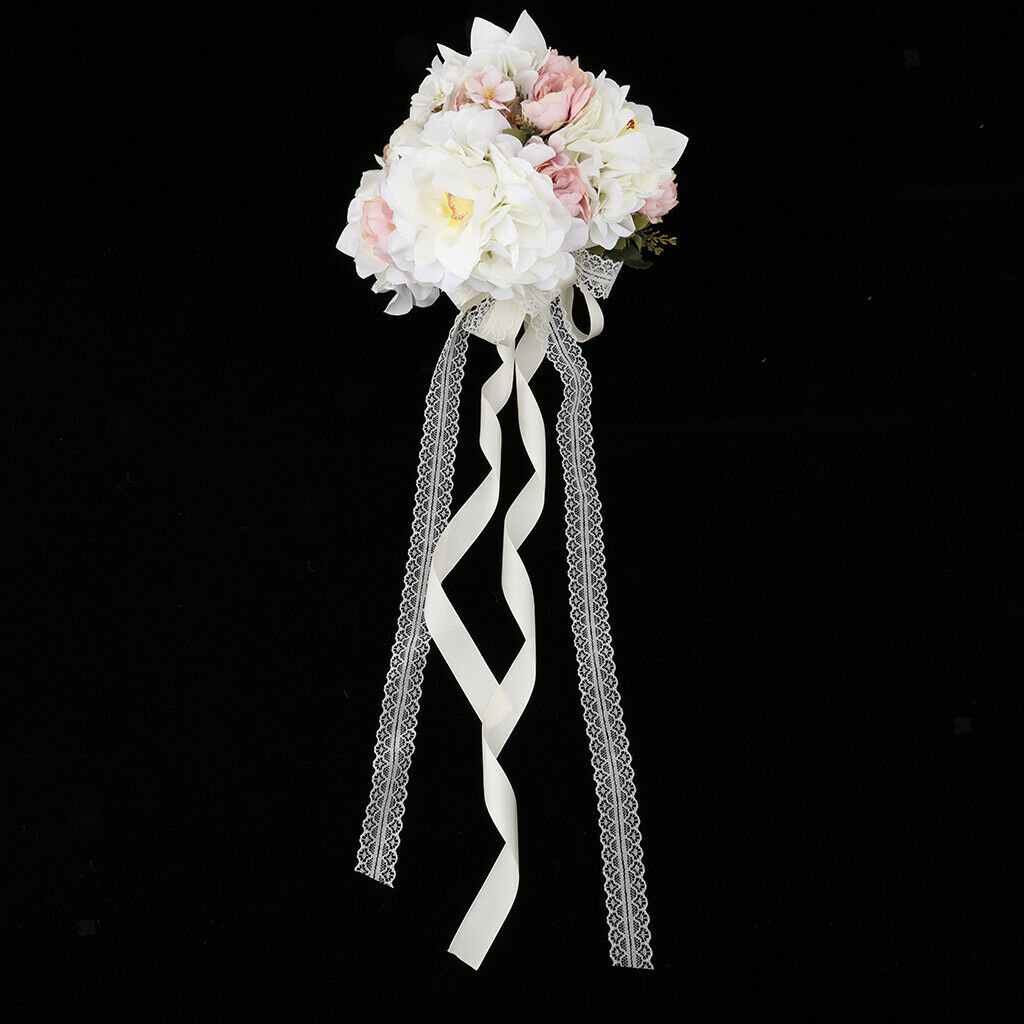 Bridal Flowers Bouquet Artificial Flower Lace And Pearls Decor for Valentine's
