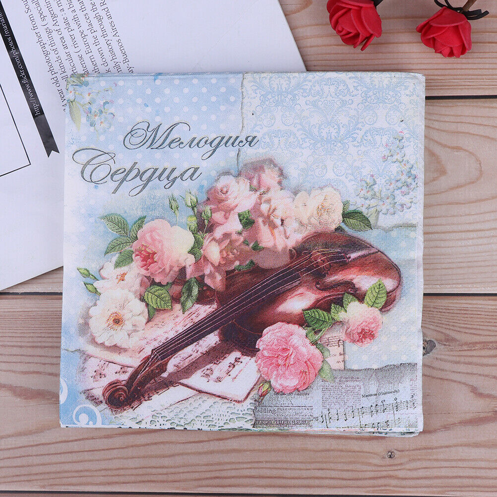 Print Flowers and Music Table Paper Napkins for Party Birthday Wedding Fe.l8