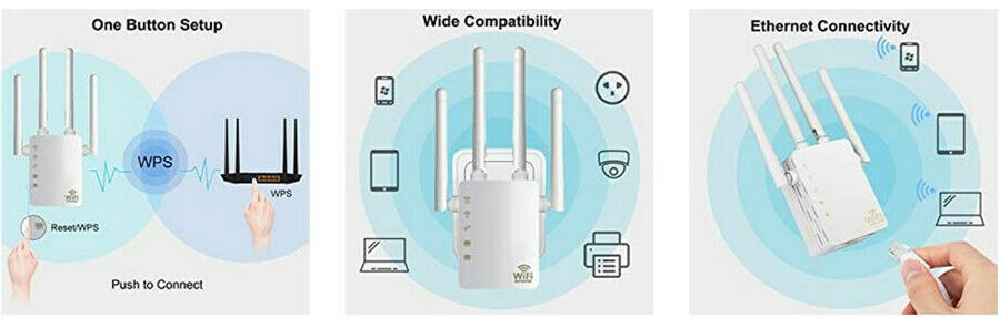 1200Mbps Dual Band 2.4GHZ 5GHz Wi-Fi Internet Signal Booster For Wireless Router