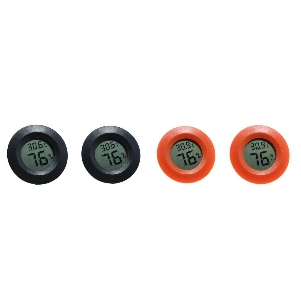 4x Thermometer Humidity Hygrometer Black+Red Reptile Amphibians Supplies