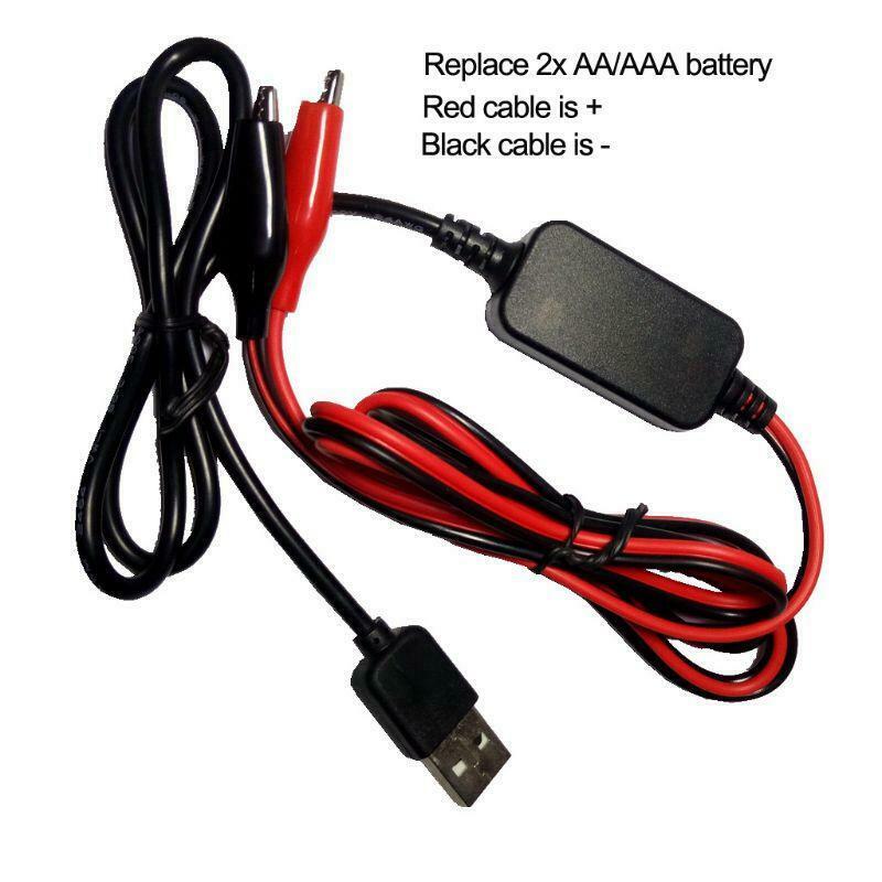 2x AA AAA Battery Eliminator USB 5V to 3V Step-down Cable Voltage Converter Line
