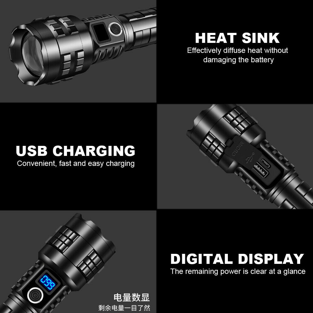 USB Rechargeable Multi-function Light LED Flashlight + Power Bank Outdoor Hiking