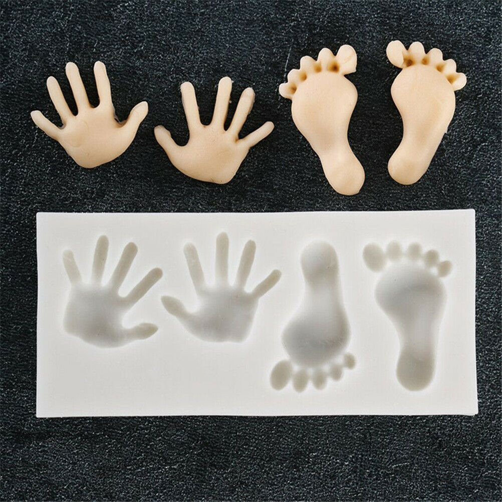 Mini Feet Hand Shaped Silicone Cake Mold Baby Fondant Cake Decorating Bak.l8