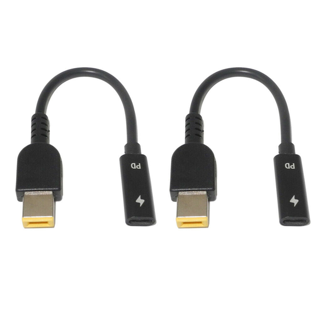 2 Packs Power Adapter Cable USB Type-C To Square Plug Charger For Lenovo
