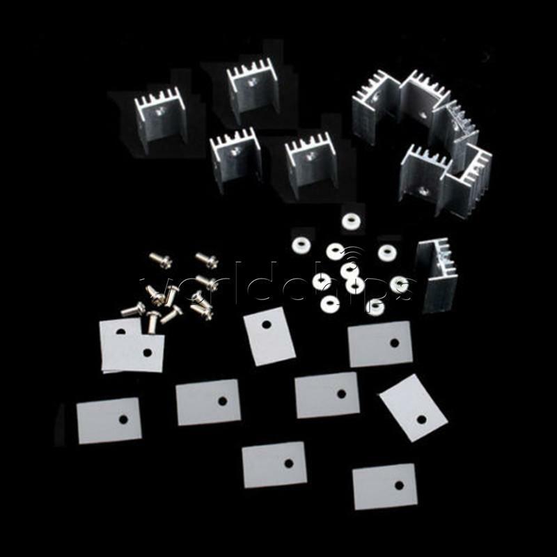 5PCS Aluminum Heatsink Heat Sink With Screw Sets Kits for Transistors TO-220