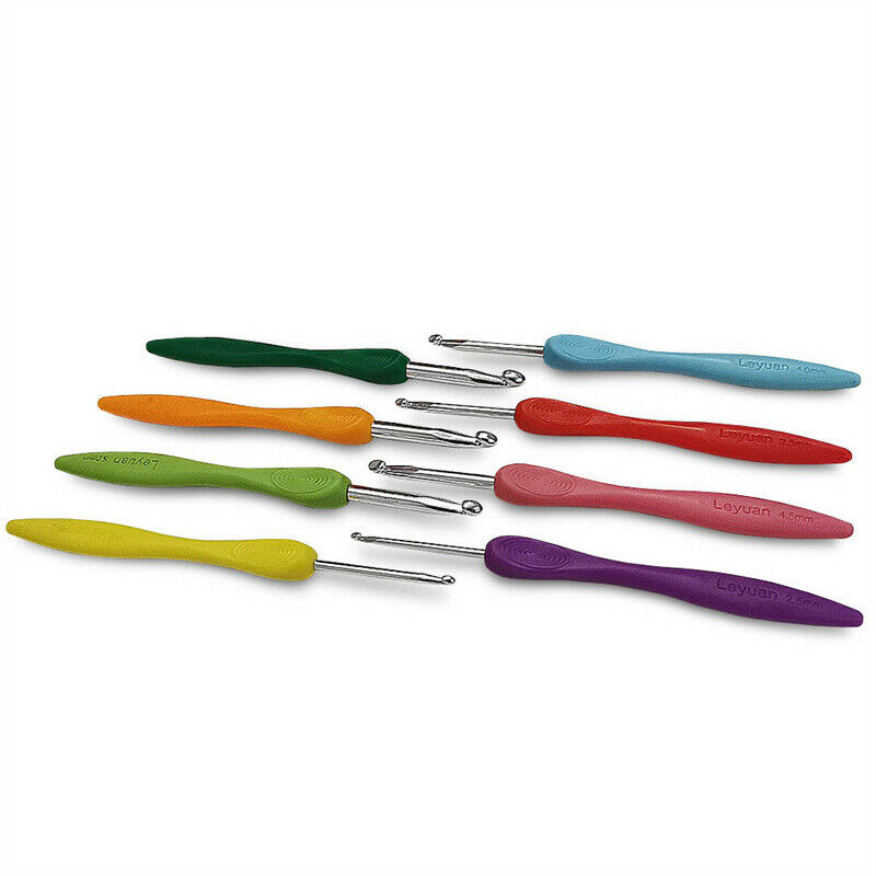 8pcs/set  2.5-6.0mm Aluminum Crochet Needles Cushioned Handles Knitting NeedFCA
