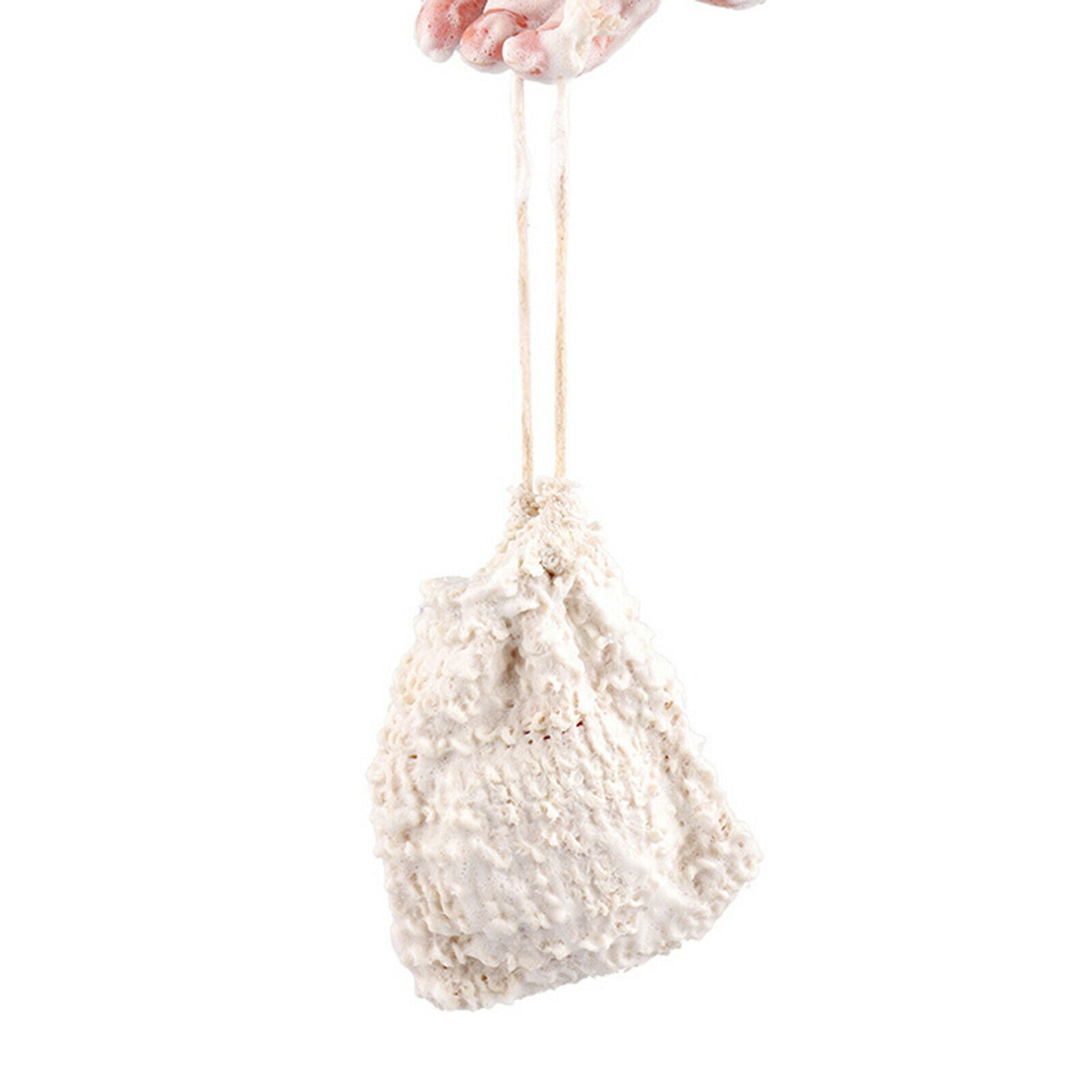 5x Natural Ramie Soap Holder Bag with Drawstring Hand Made for Bath & Shower