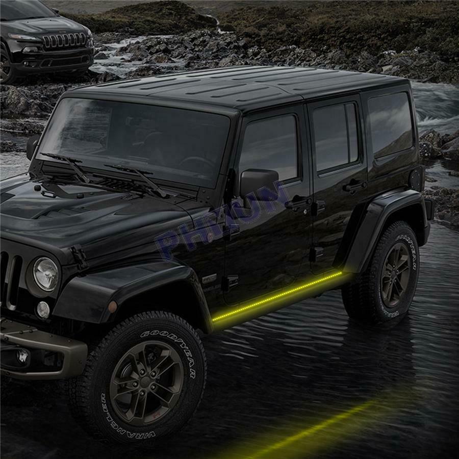 2x 48" White/Amber Running Board Side Step LED Light Strip Turn Signal DRL Bar