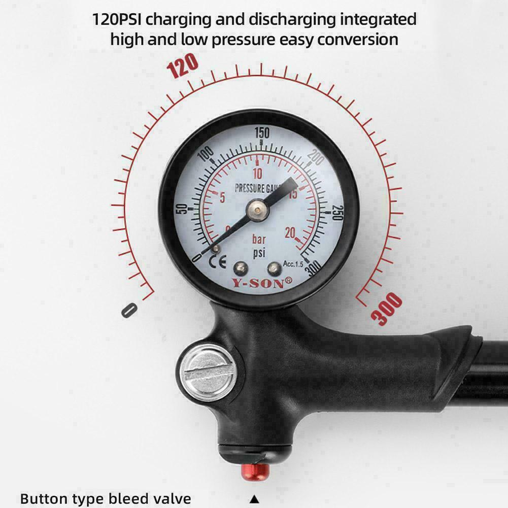 Bike Pump High Pressure Cycling Floor/Track Pump Pressure Gauge V1T7 120psi new