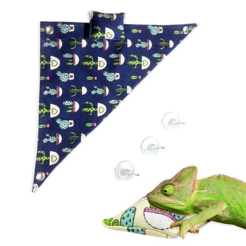 Bearded Dragon Lizard Hammock Triangular Canvas Lounger with 3 Suction Cups