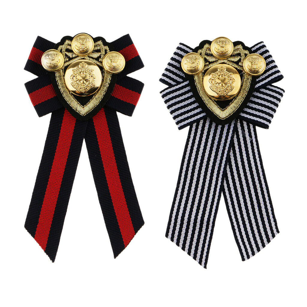 3 Pieces Ladies Bowknot Bow Tie Dress Shirt Striped Collar Tie Brooch Pin